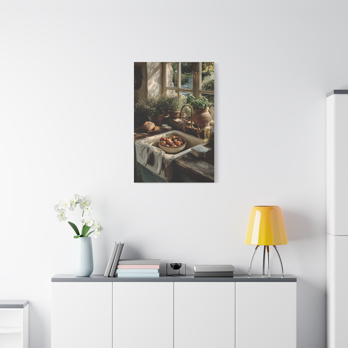 Farmhouse Sink Tomato Kitchen Scene Wall Art & Canvas Print