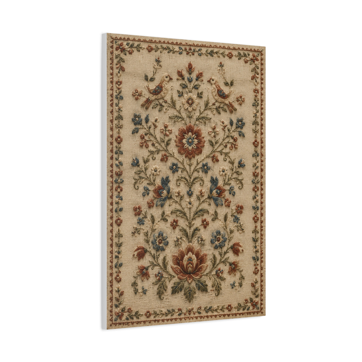 Antique Floral Embroidery Garden Panel Wall Art & Canvas Print