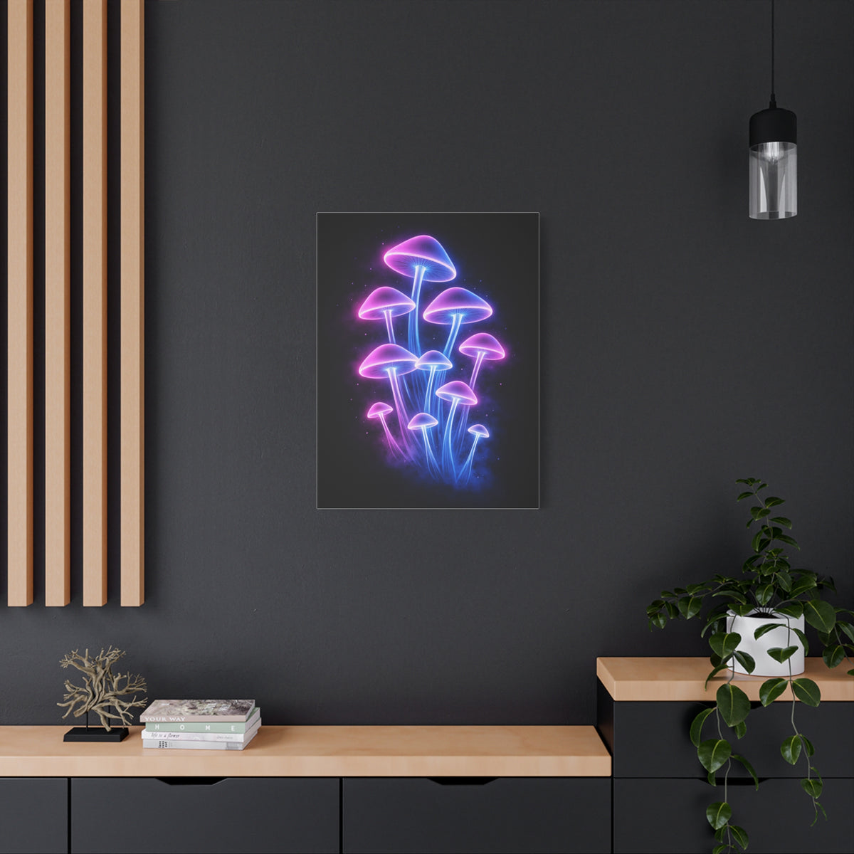 Magic Mushroom LED Art Aesthetic Wall Art & Canvas Print