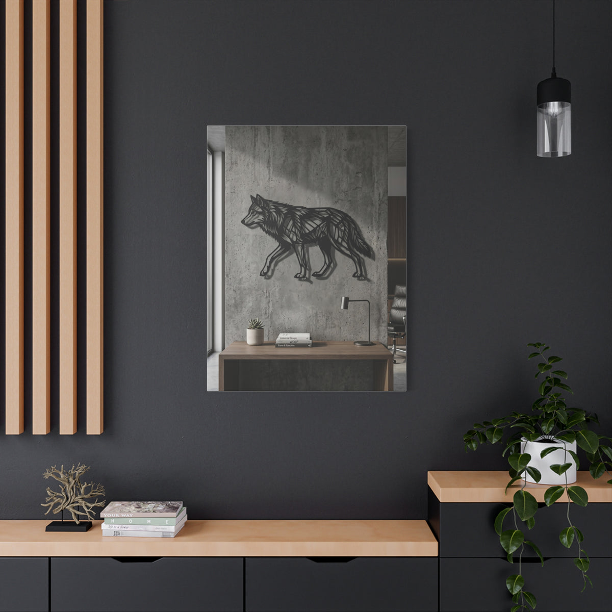 Geometric Line Wolf Wall Sculpture Panel Wall Art & Canvas Print