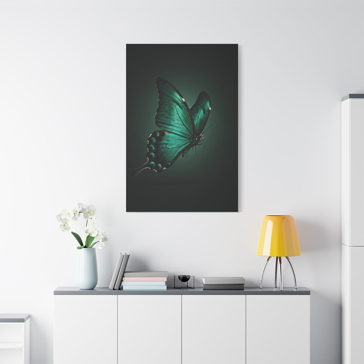 Emerald Swallowtail Butterfly in Shadow Light Wall Art & Canvas Prints
