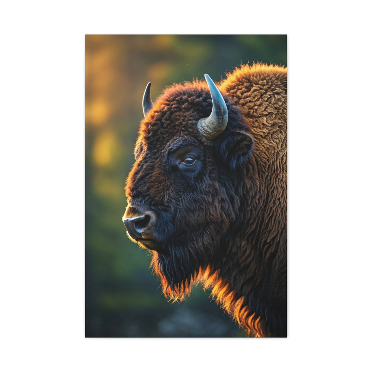 Golden Hour Bison Side Profile Wall Art & Canvas Print