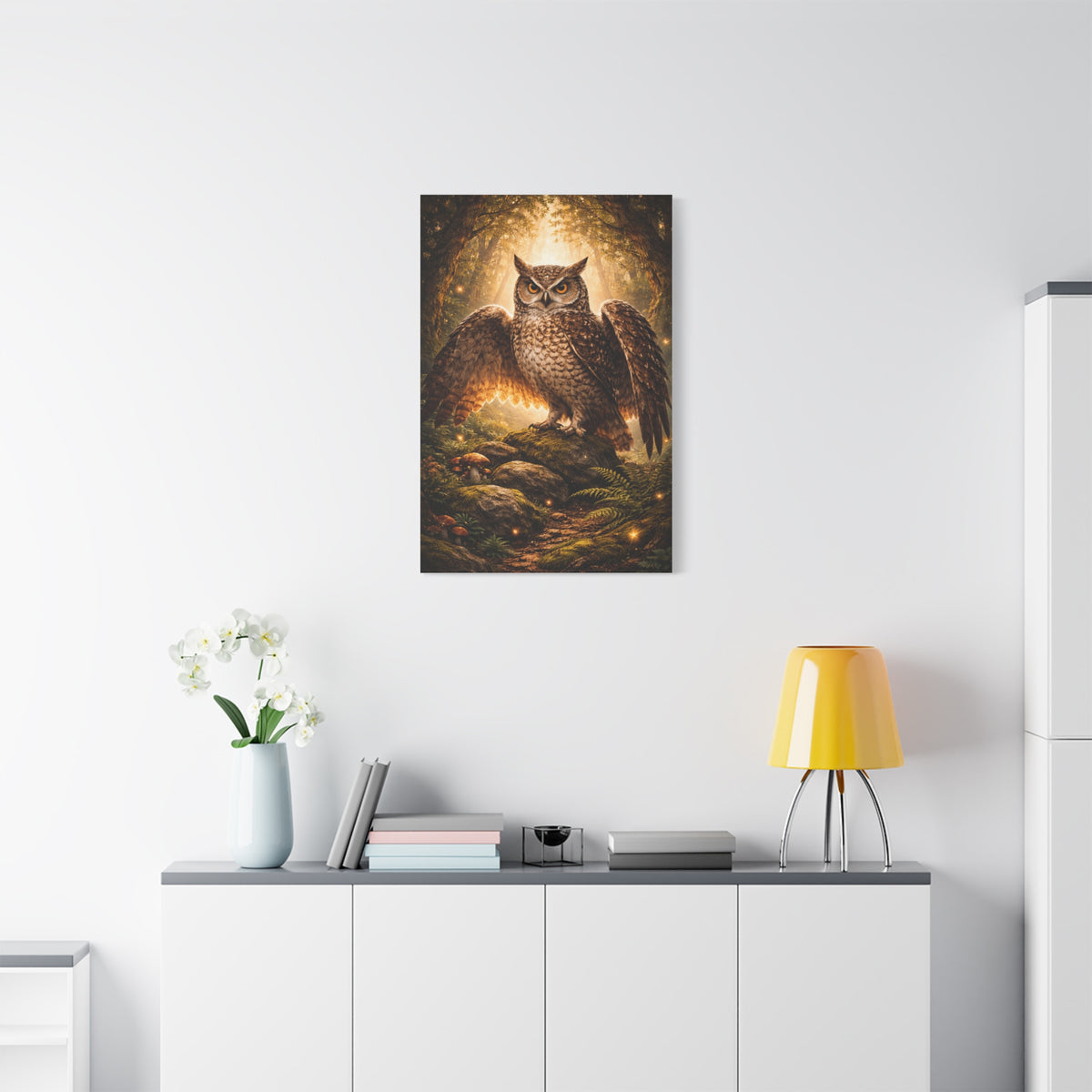 Enchanted Forest Guardian Owl Wall Art & Canvas Print