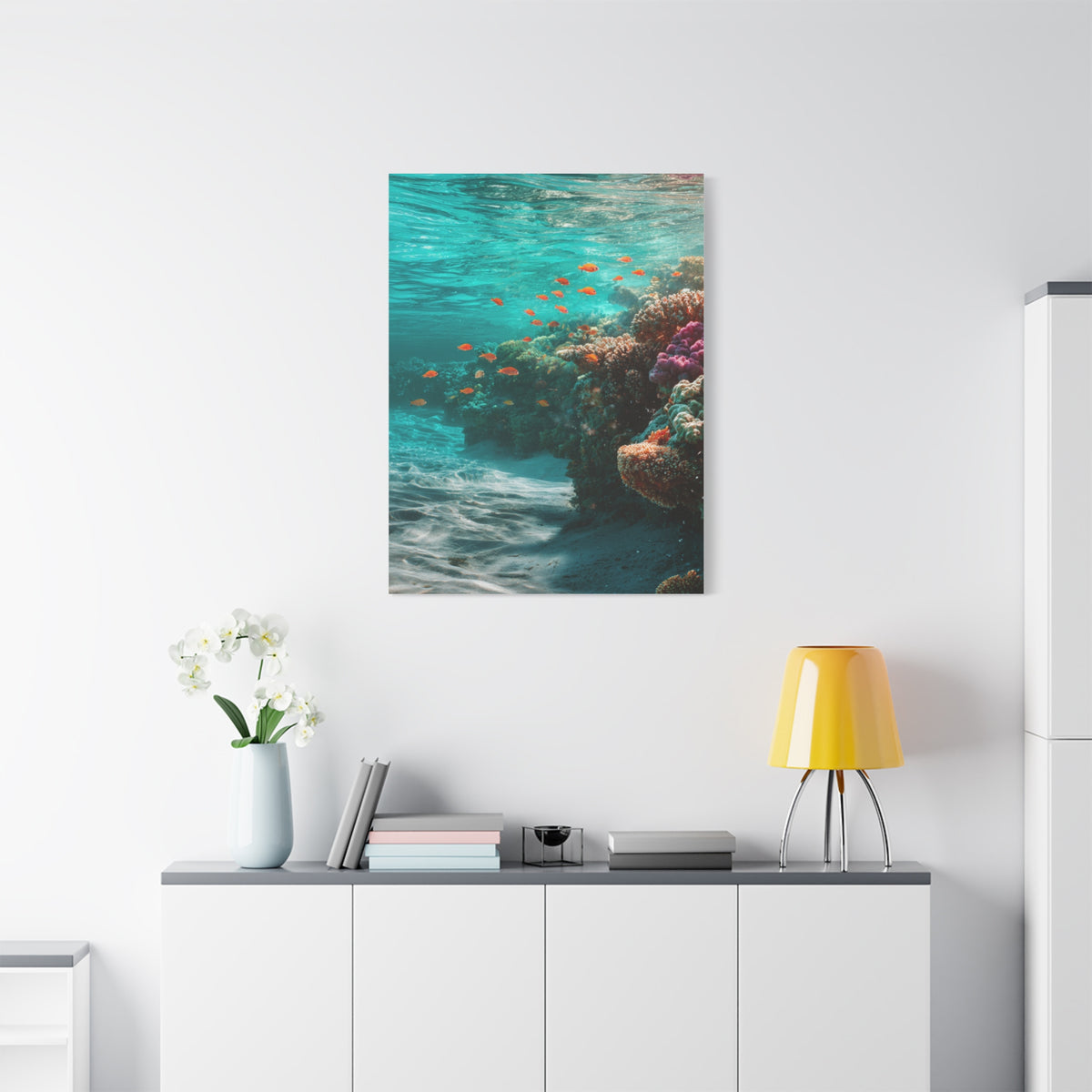 Coral Reef Coastline with Tropical Fish Wall Art & Canvas Print
