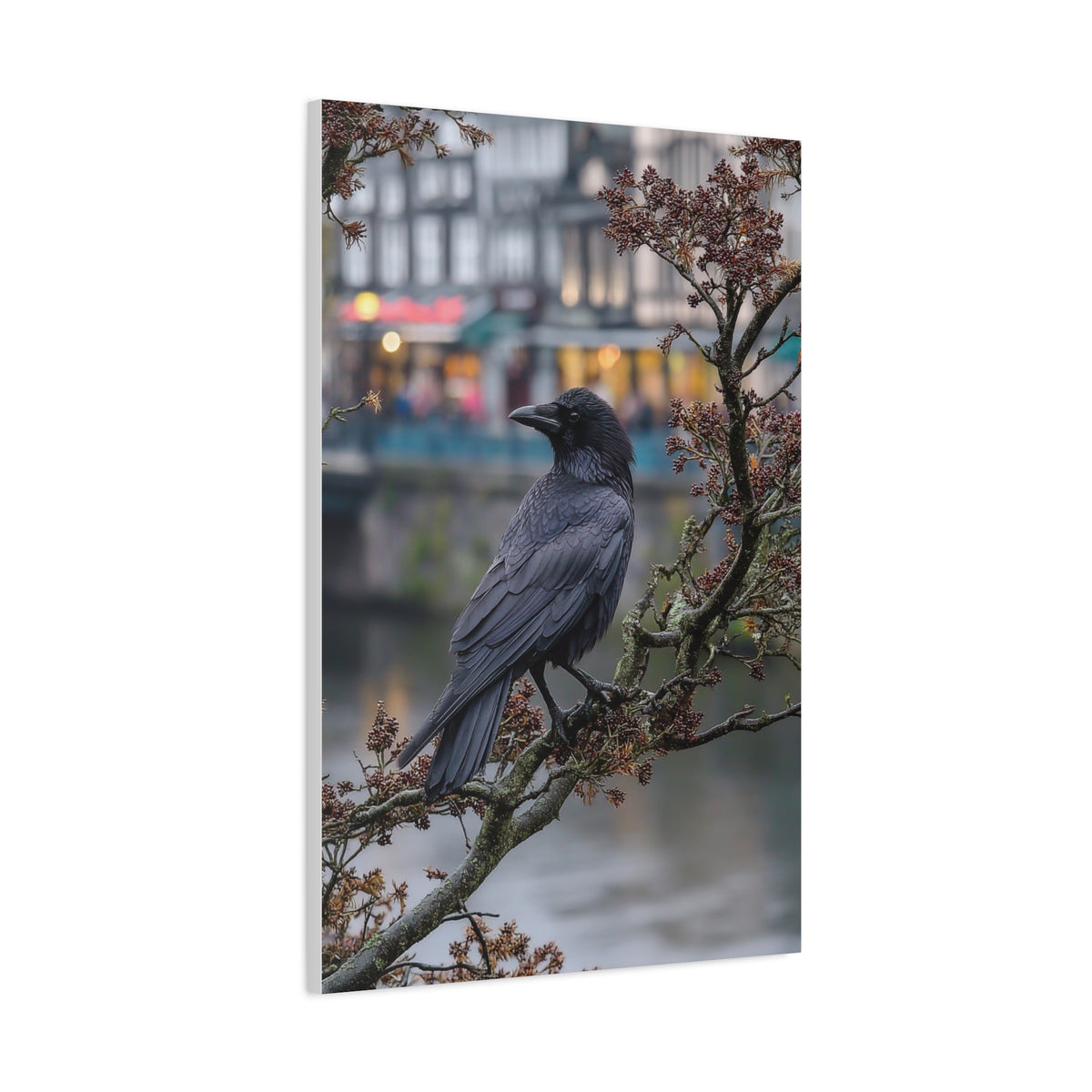 Raven on a Tree Branch Wall Art & Canvas Print
