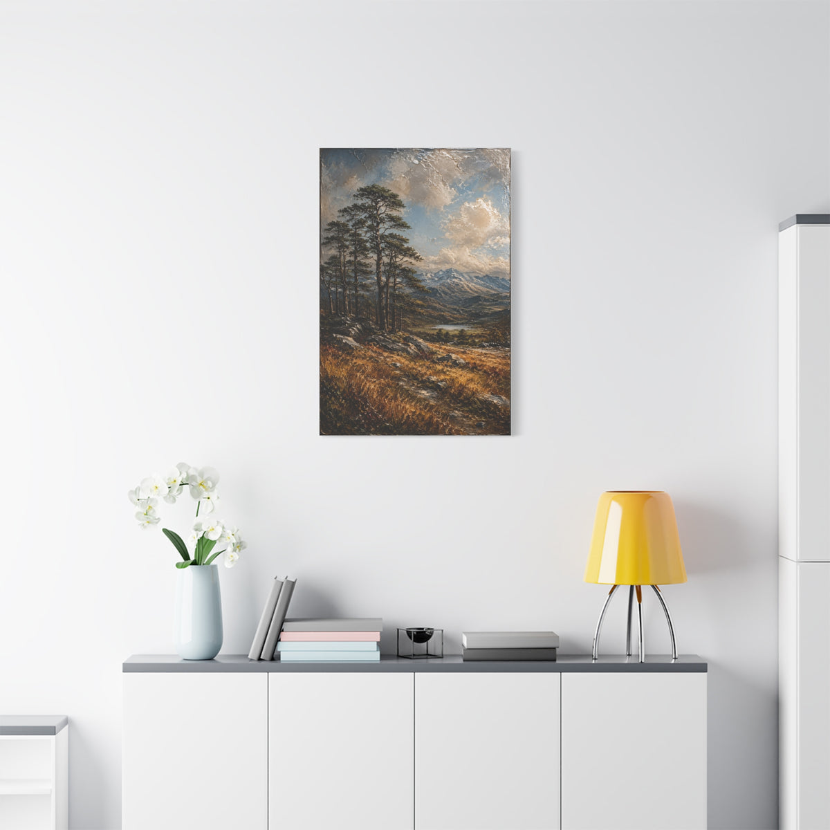 Mountain Pine Landscape Oil Painting Trees Wall Art & Canvas Print
