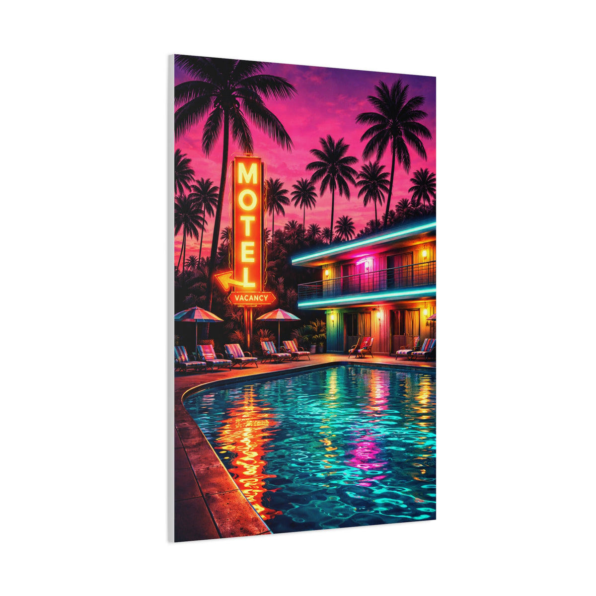 Surreal Pop-Art Motel Night Scene Wall Art & Canvas Print
