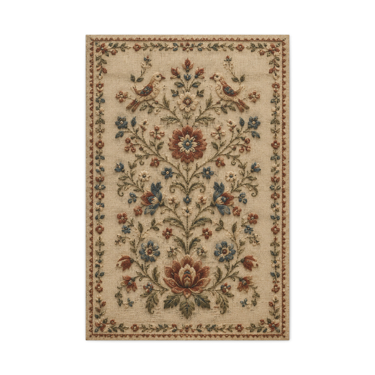 Antique Floral Embroidery Garden Panel Wall Art & Canvas Print