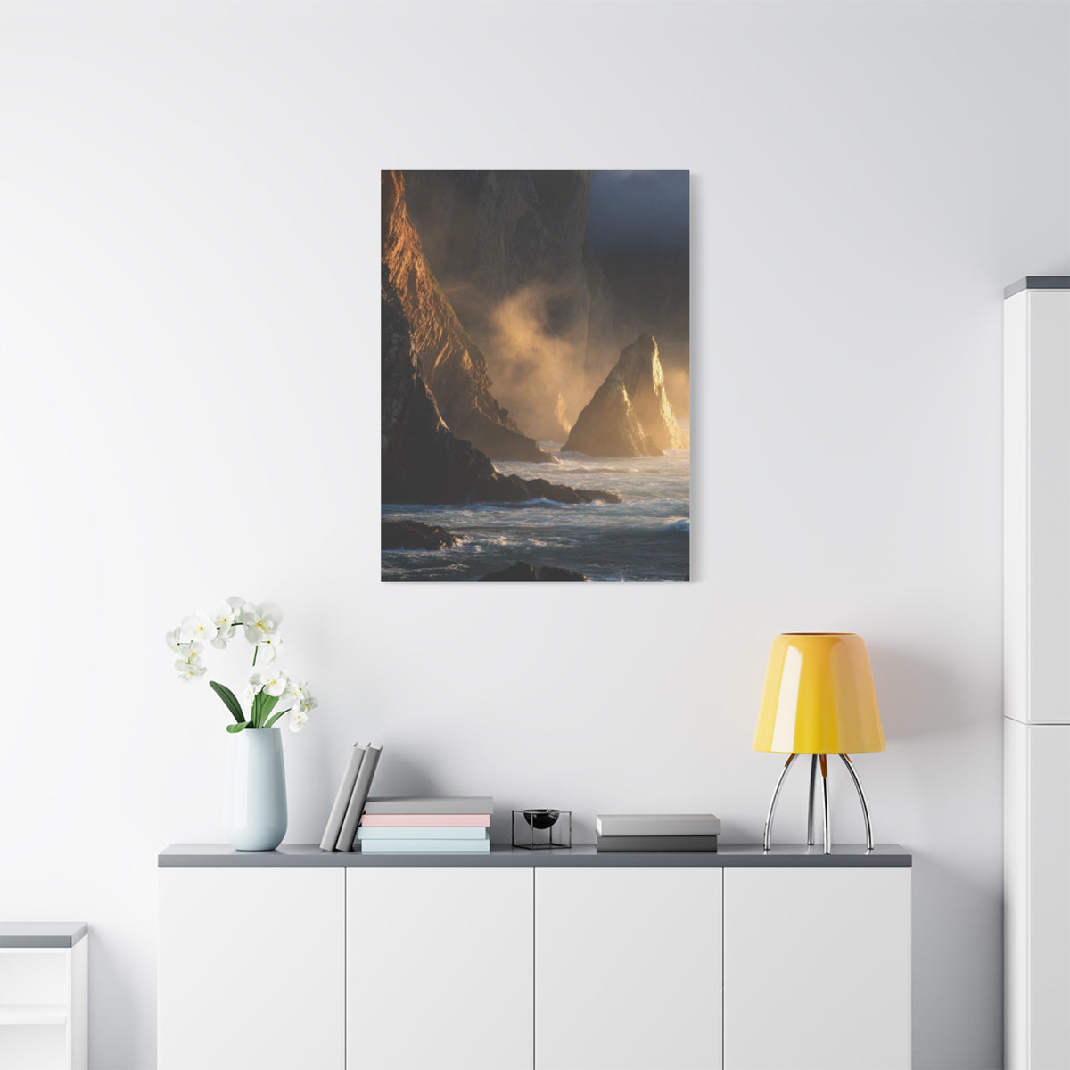 Dramatic Golden Light Coastal Cliffs Wall Art & Canvas Print