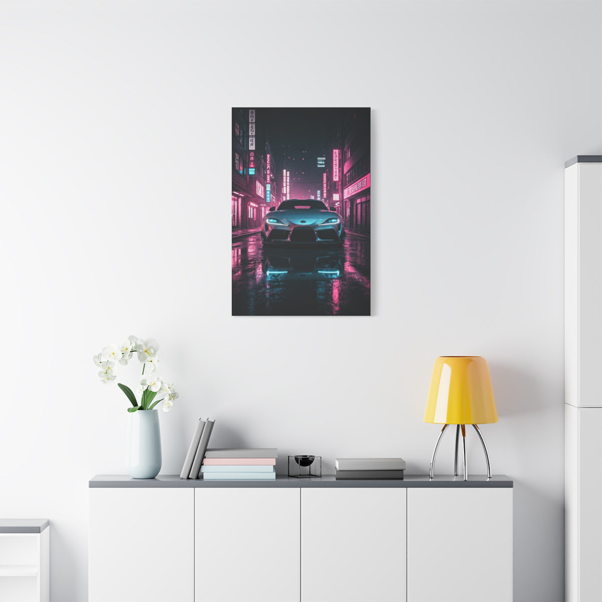 Toyota Supra Mk5 Cyberpunk Street Reflections Wall Art & Canvas Prints