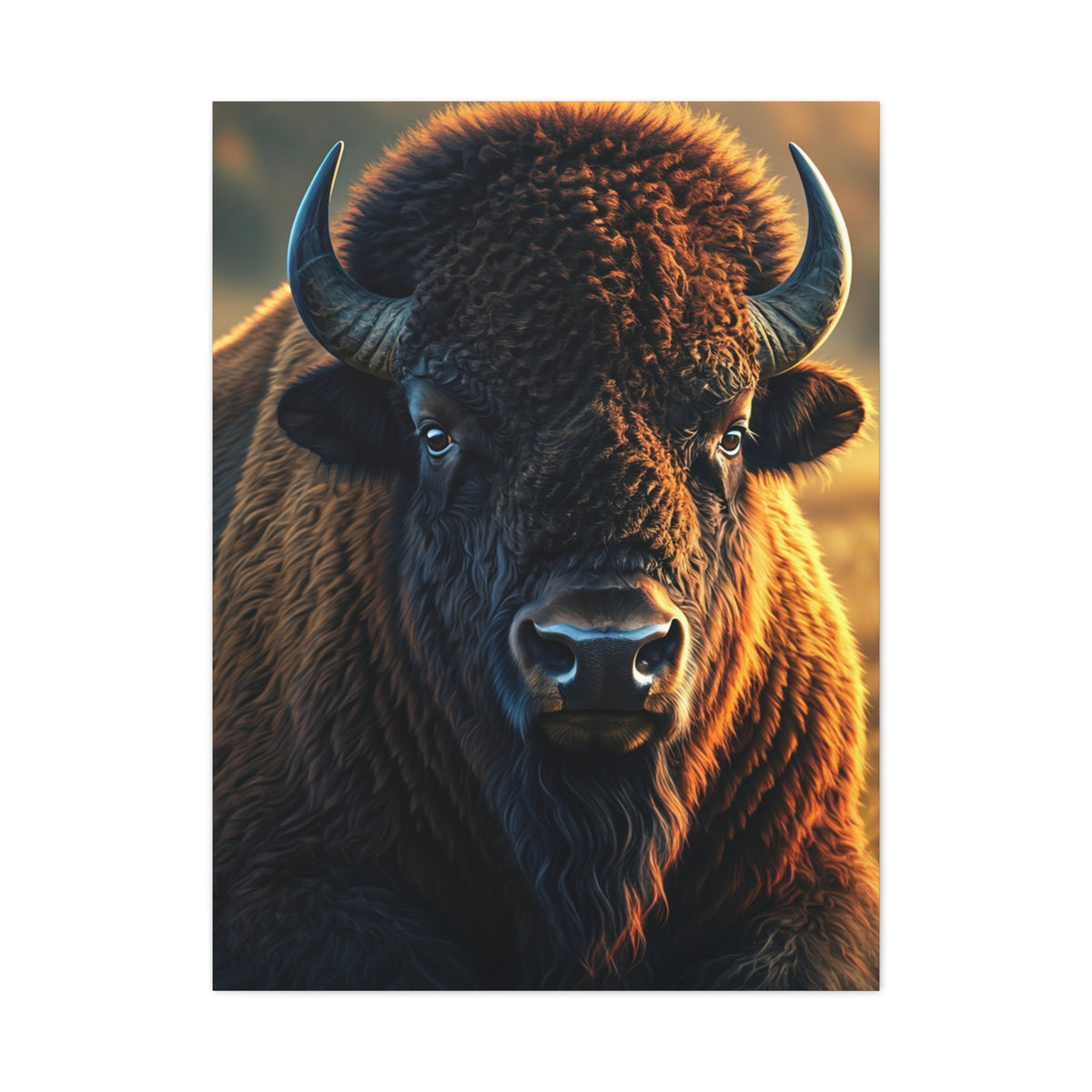 Warm Copper-Toned American Bison Portrait Wall Art & Canvas Print