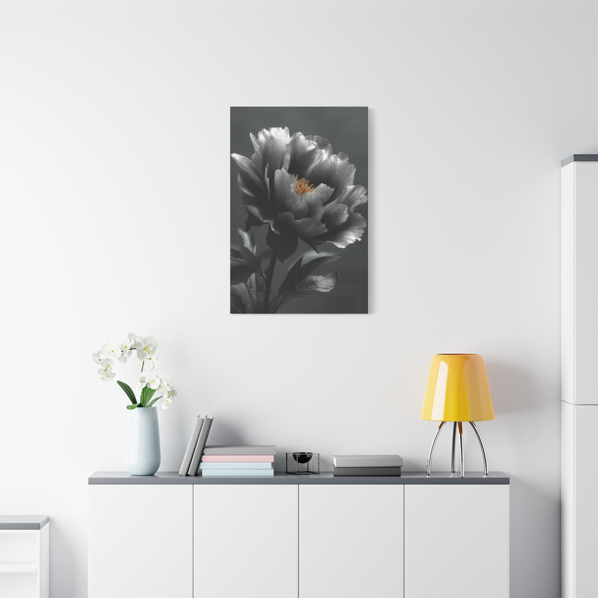 Silver Peony Fine Art Floral Wall Art & Canvas Print