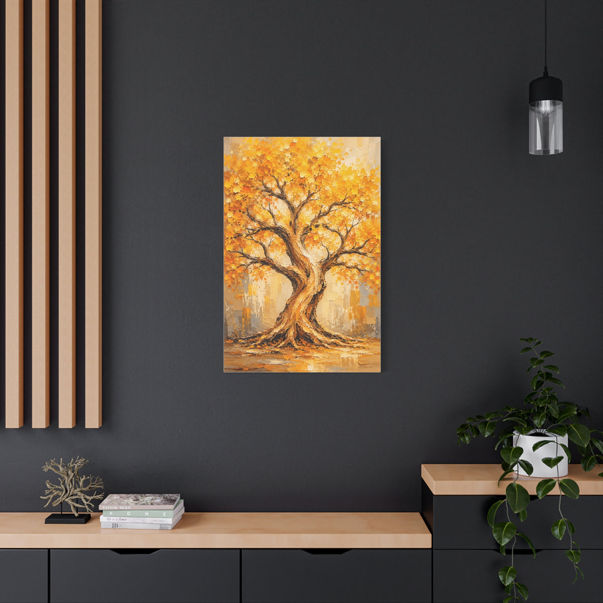 Golden Autumn Tree Impressionist Scene Wall Art & Canvas Print