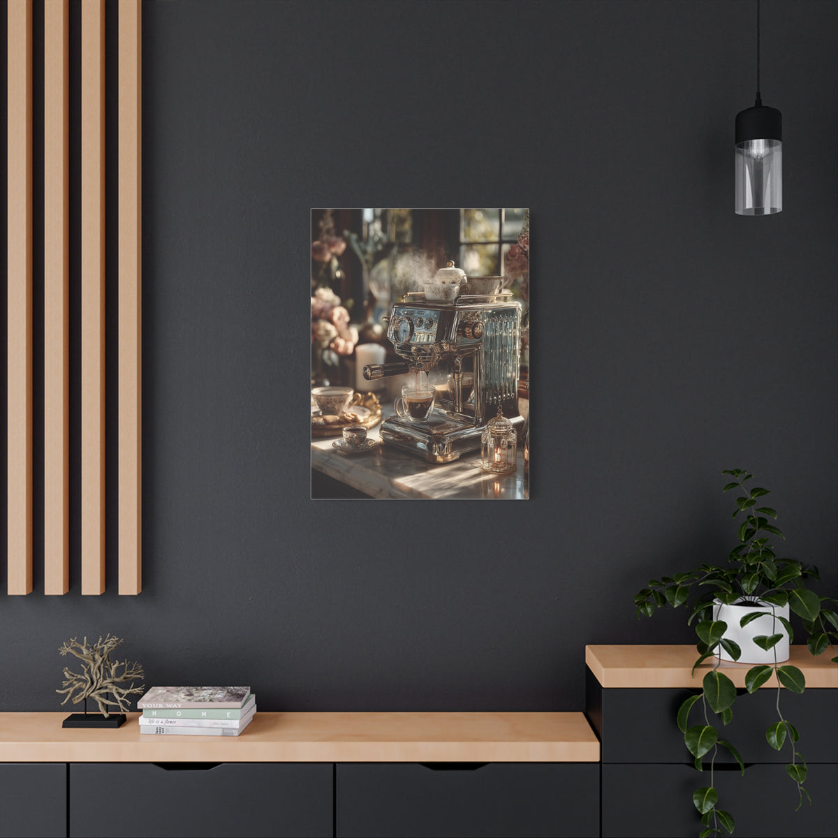 Luxury Espresso Machine Café Scene Wall Art & Canvas Print