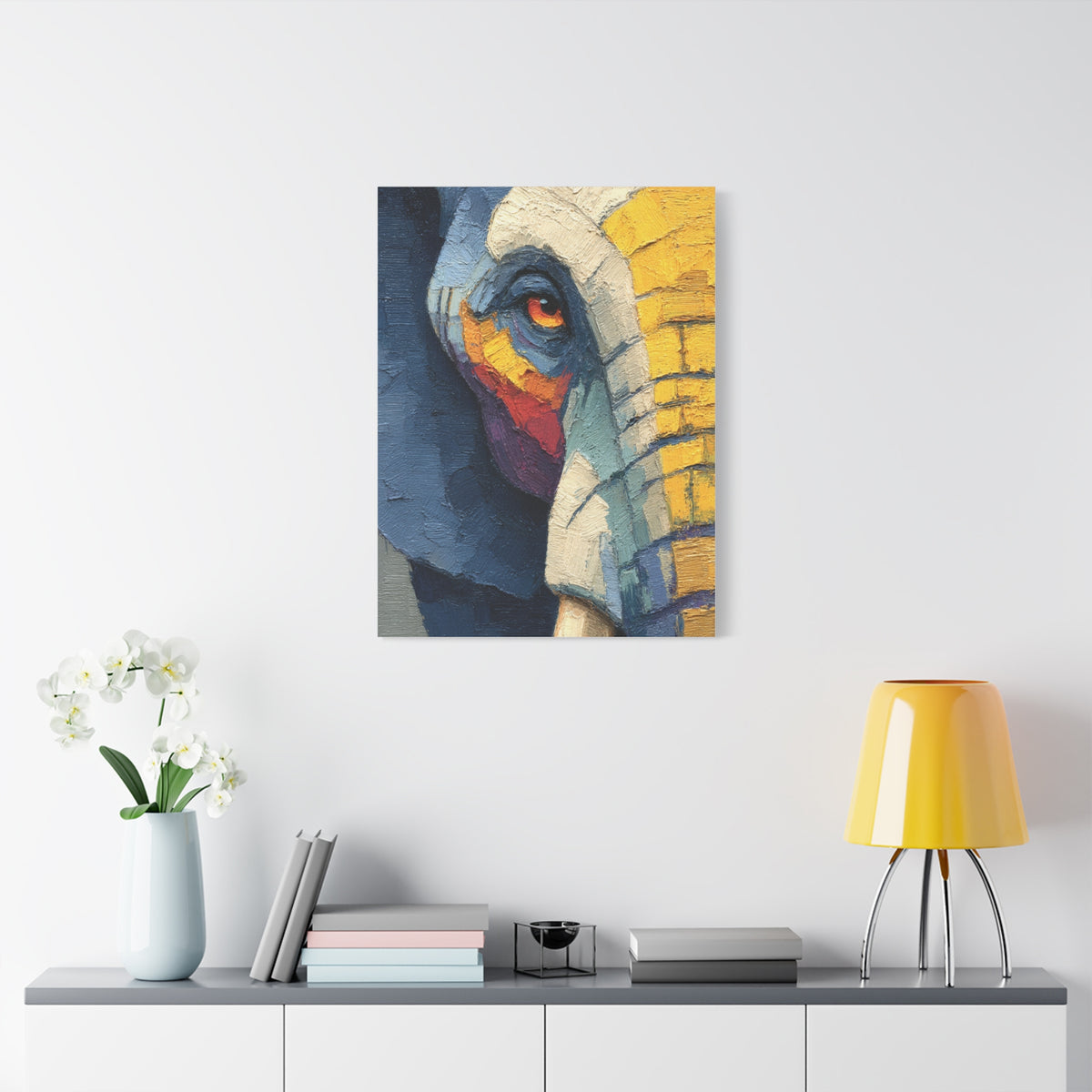 Expressive Oil Impasto Elephant Close-Up Wall Art & Canvas Print