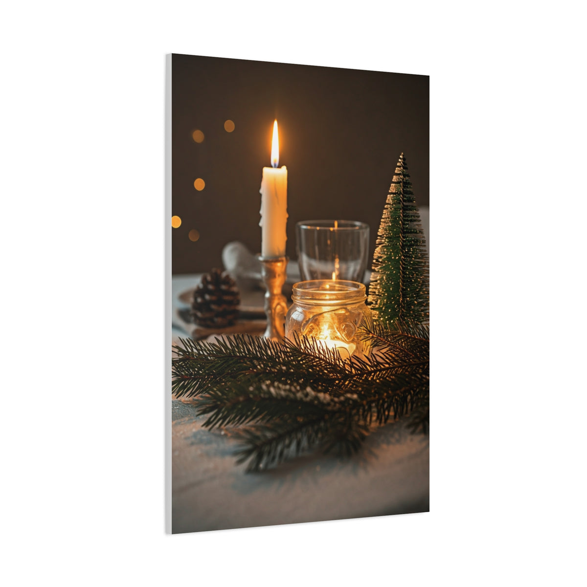 Warm Candlelight Christmas Table Wall Art & Canvas Print