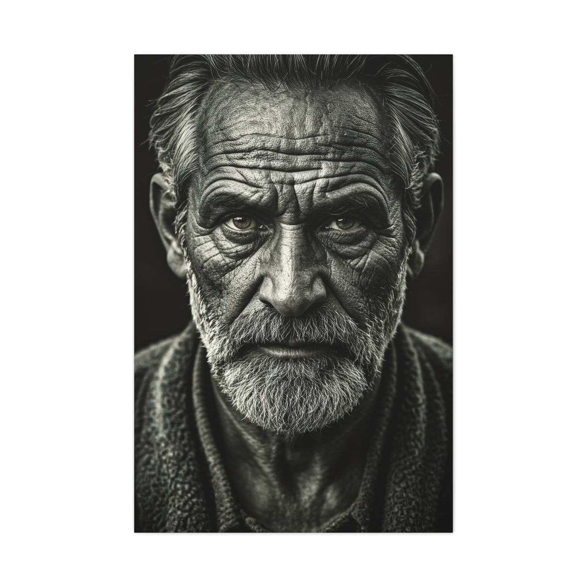 Lines of Time Black & White Elder Portrait Wall Art & Canvas Prints