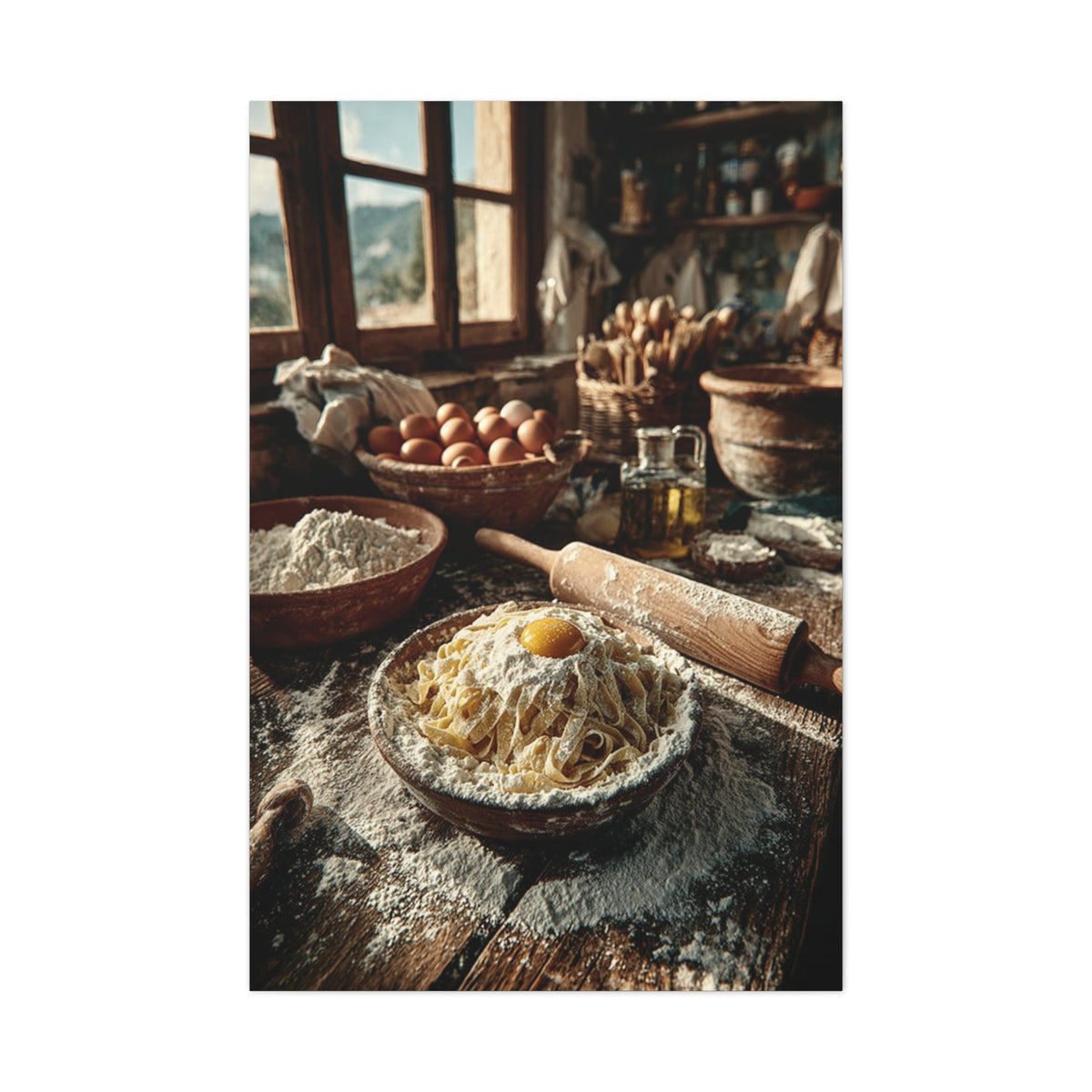 Homemade Pasta Rustic Kitchen Prep Wall Art & Canvas Print