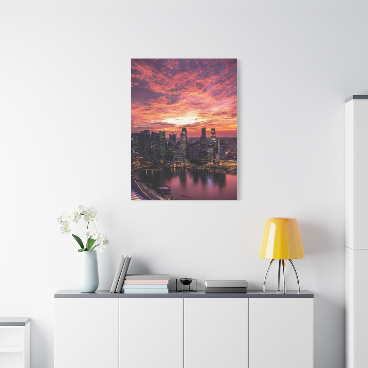 Singapore Skyline Sunset Reflections Wall Art & Canvas Print
