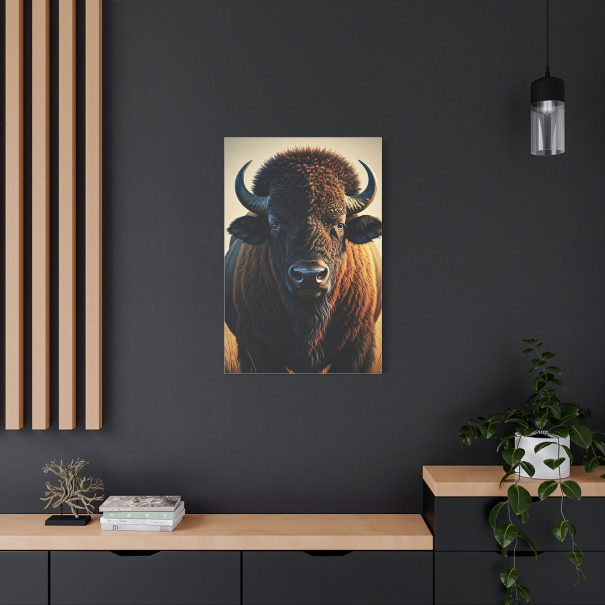 Golden Light American Bison Portrait Wall Art & Canvas Print