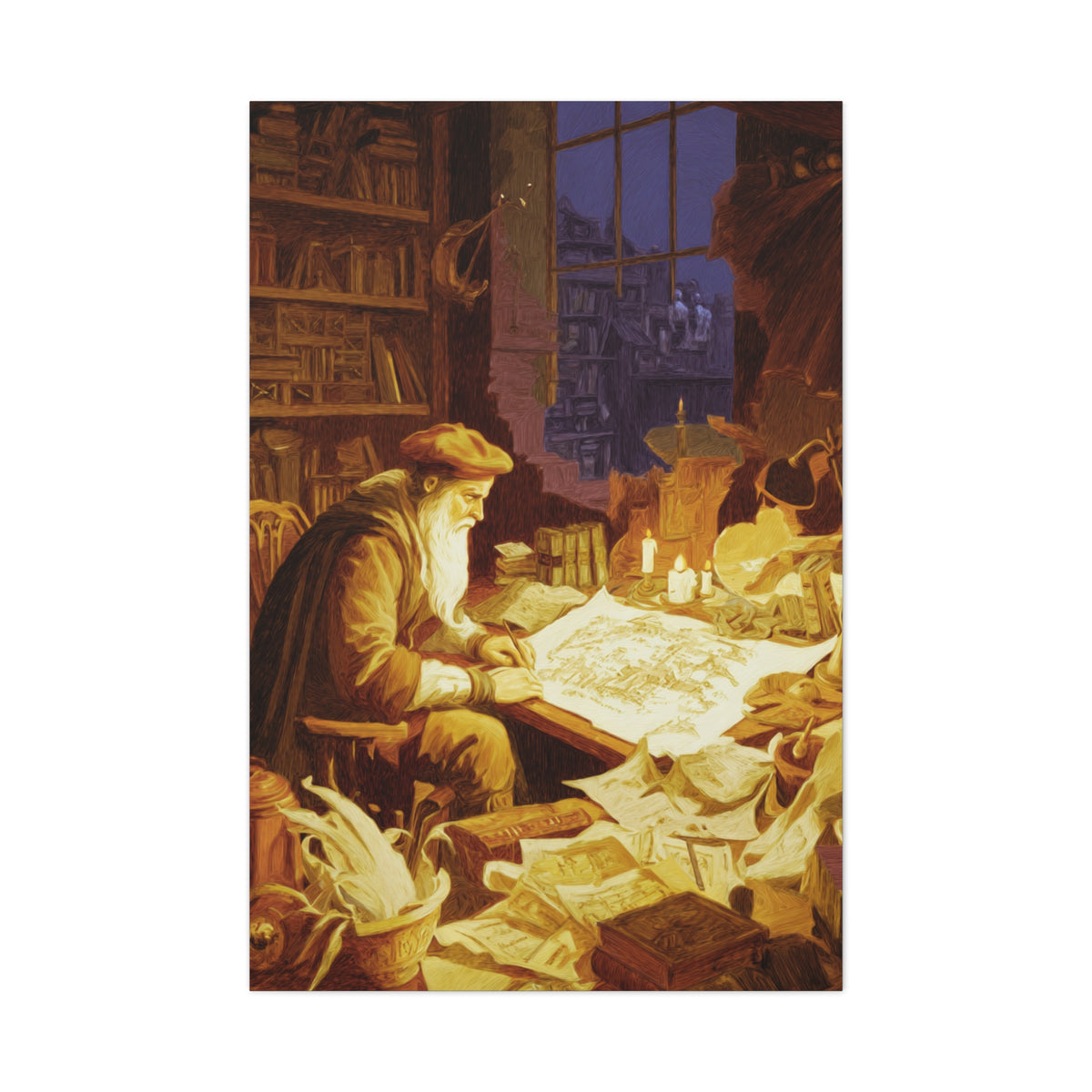 Leonardo da Vinci Working in His Workshop Wall Art & Canvas Print