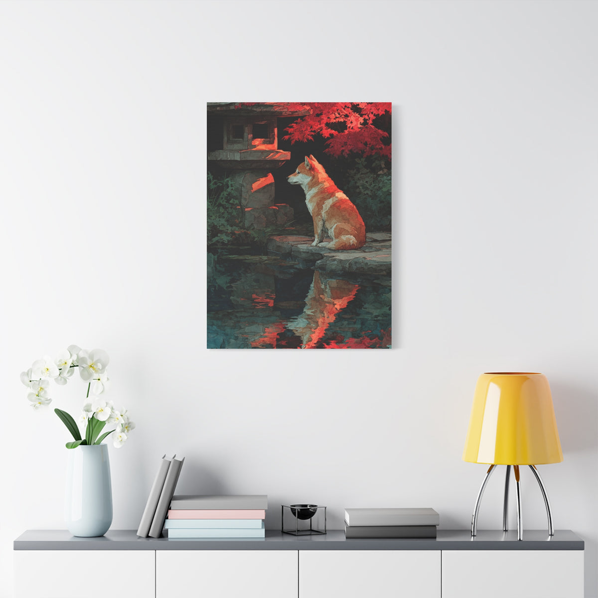 Shiba Inu Kyoto Garden Reflection Wall Art & Canvas Print
