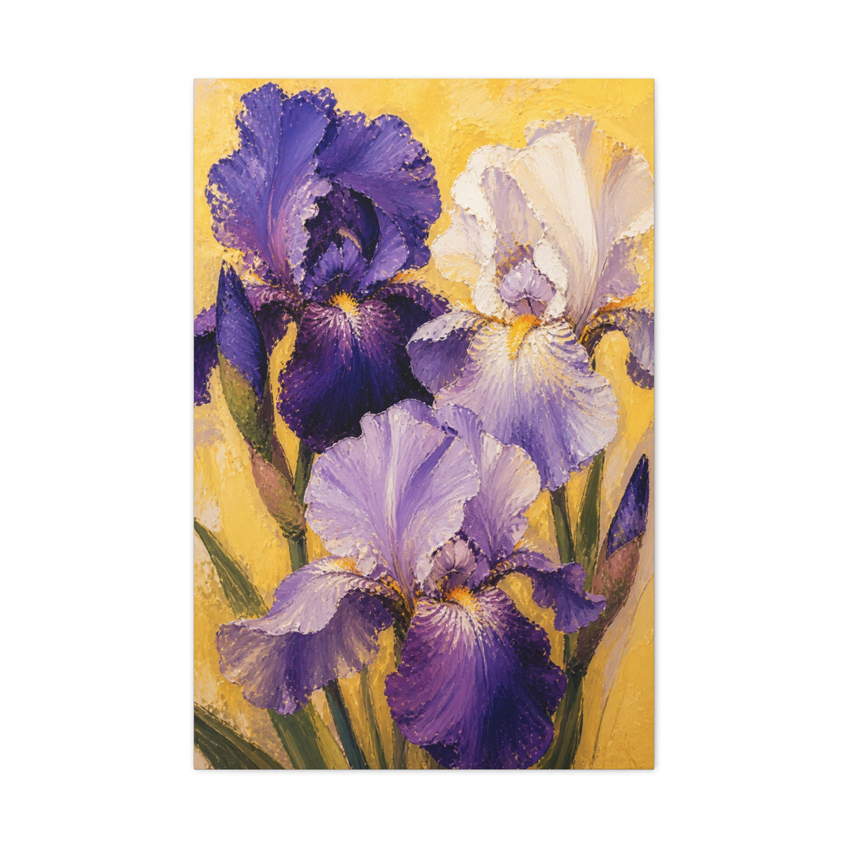 Iris Floral Impasto Painting Wall Art & Canvas Print