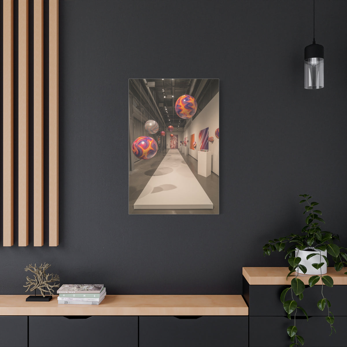Floating Color Sphere Gallery Installation Wall Art & Canvas Print