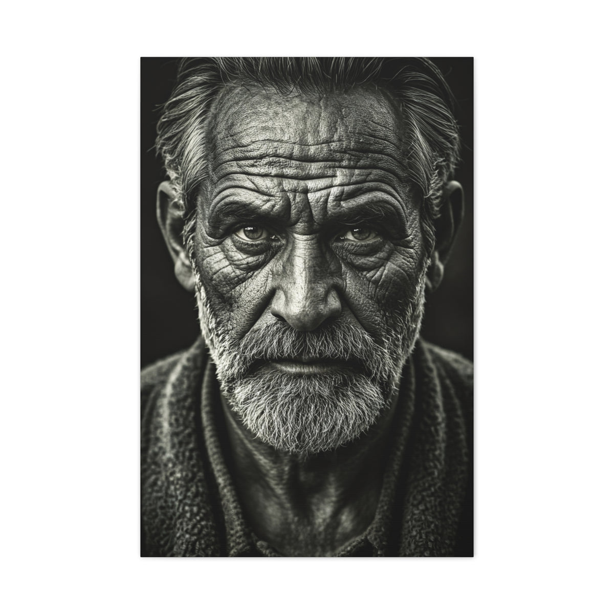 Lines of Time Black & White Elder Portrait Wall Art & Canvas Prints