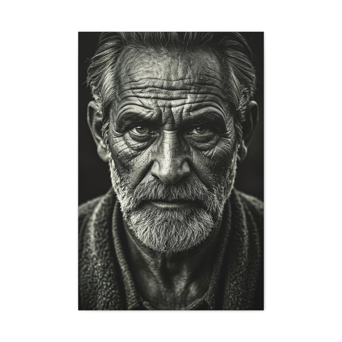 Lines of Time Black & White Elder Portrait Wall Art & Canvas Prints