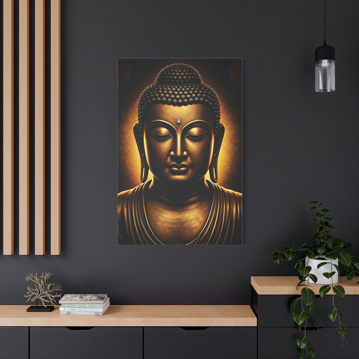 Golden Calm Buddha Portrait Wall Art & Canvas Prints