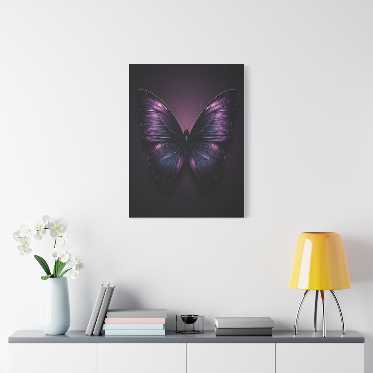 Royal Violet Butterfly Minimalist Portrait Wall Art & Canvas Prints
