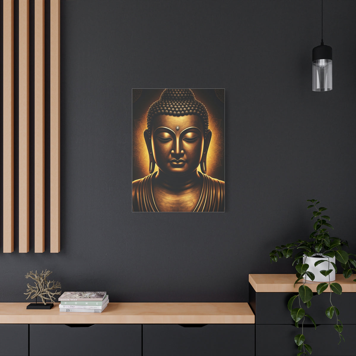 Golden Calm Buddha Portrait Wall Art & Canvas Prints