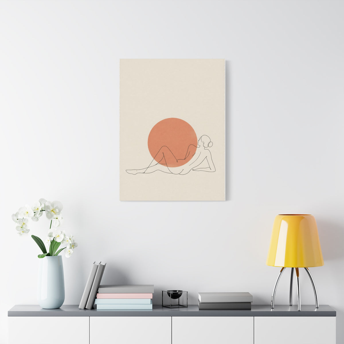 Reclining Line Figure Sun Composition Wall Art & Canvas Print