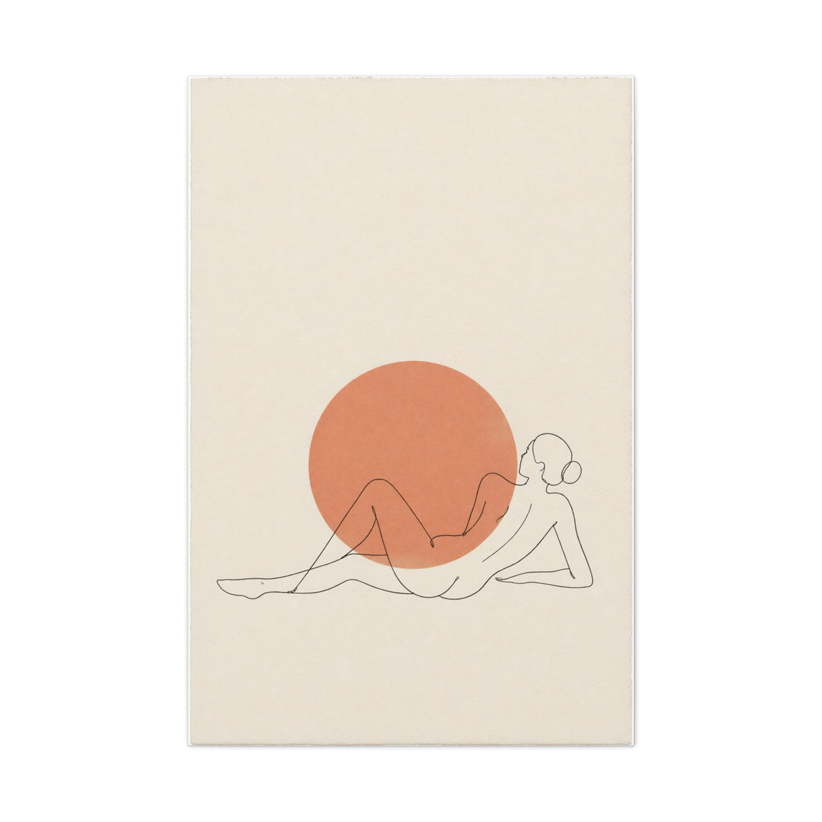 Reclining Line Figure Sun Composition Wall Art & Canvas Print