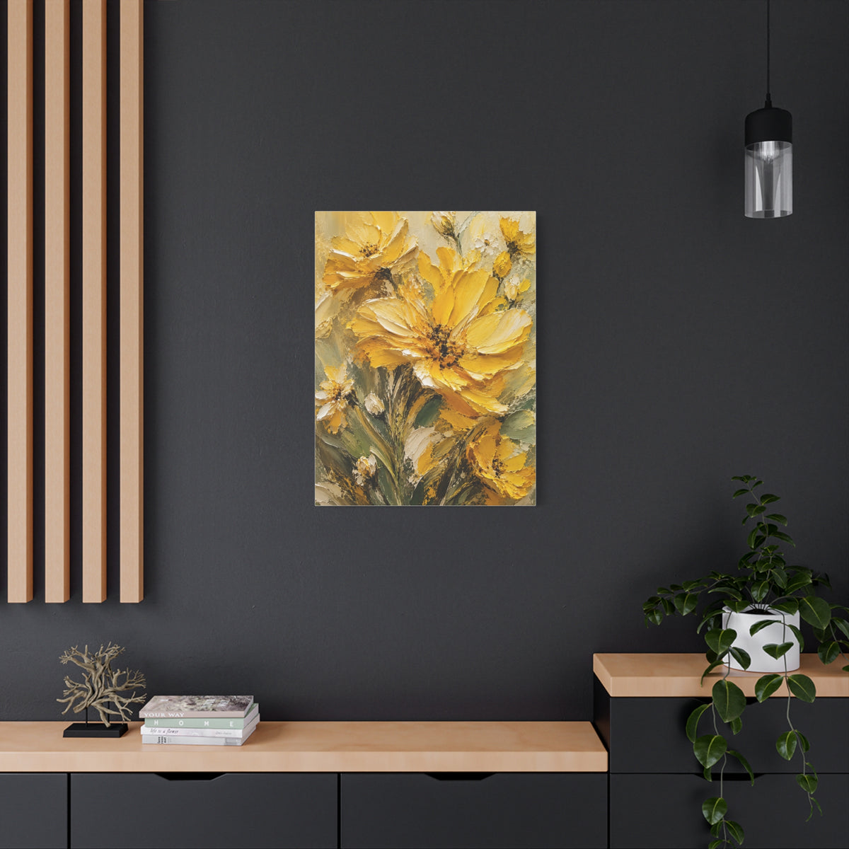 Impasto Golden Floral Texture Composition Wall Art & Canvas Print