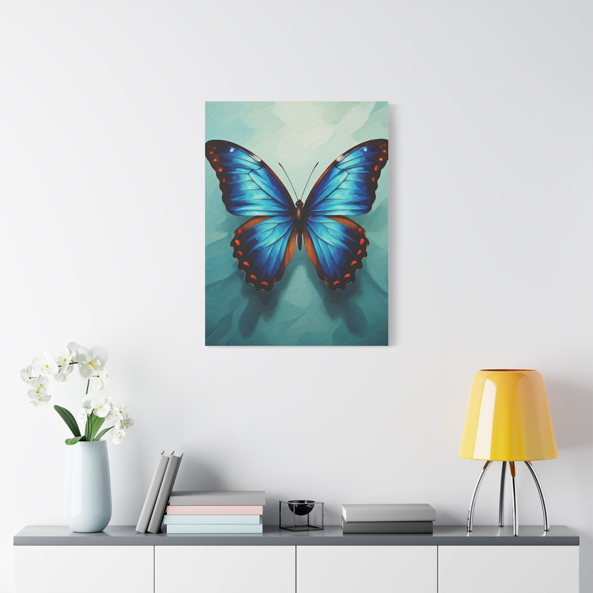 Azure Blue Butterfly Elegance Wall Art & Canvas Prints