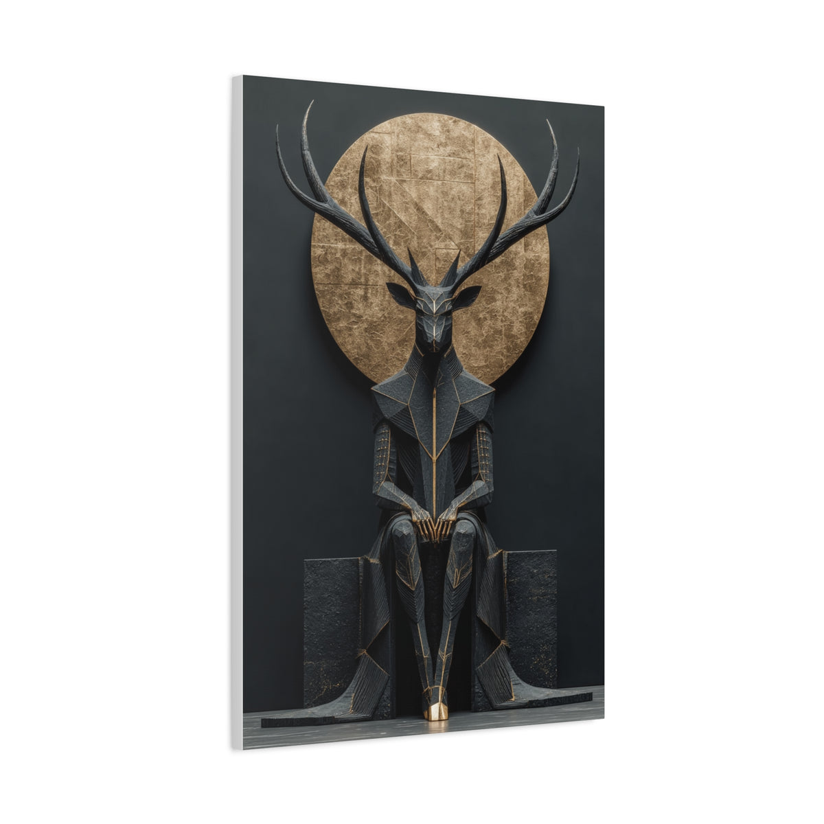 Art Deco Golden Halo Stag Wall Art & Canvas Print