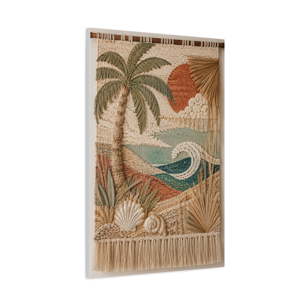 Bohemian Coastal Woven Tapestry Tropical Wall Art & Canvas Print