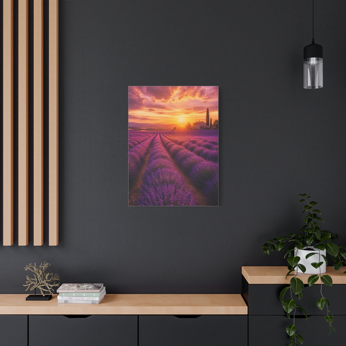 Lavender Fields Sunset Landscape Wall Art & Canvas Print
