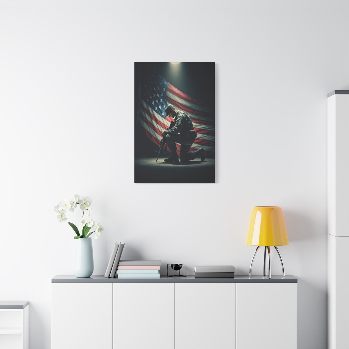 Kneeling Soldier Prayer Tribute Wall Art & Canvas Prints