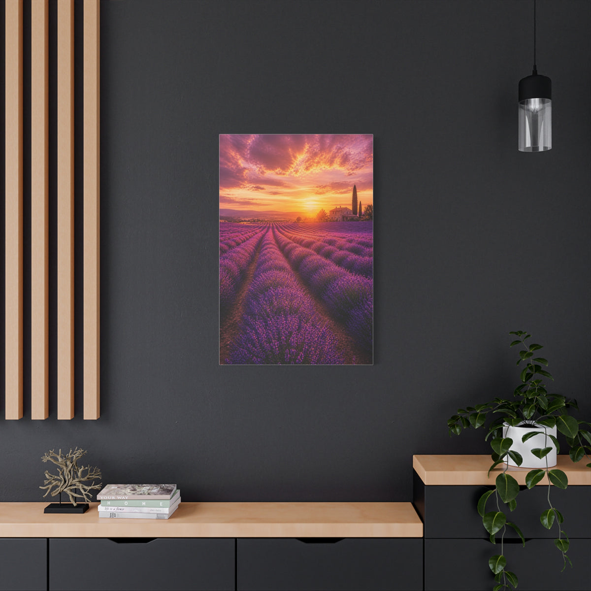 Lavender Fields Sunset Landscape Wall Art & Canvas Print