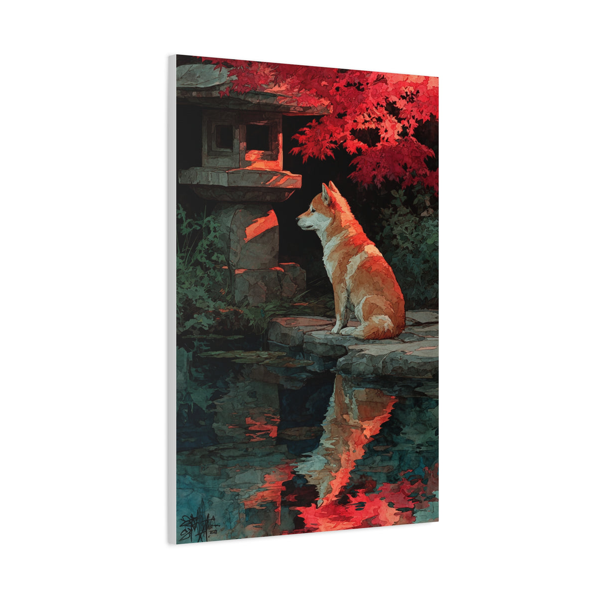 Shiba Inu Kyoto Garden Reflection Wall Art & Canvas Print