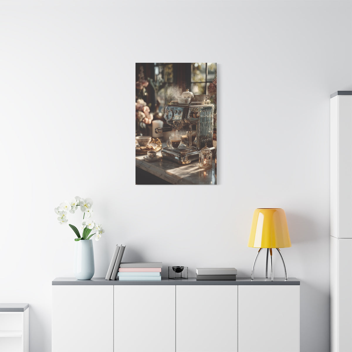 Luxury Espresso Machine Café Scene Wall Art & Canvas Print