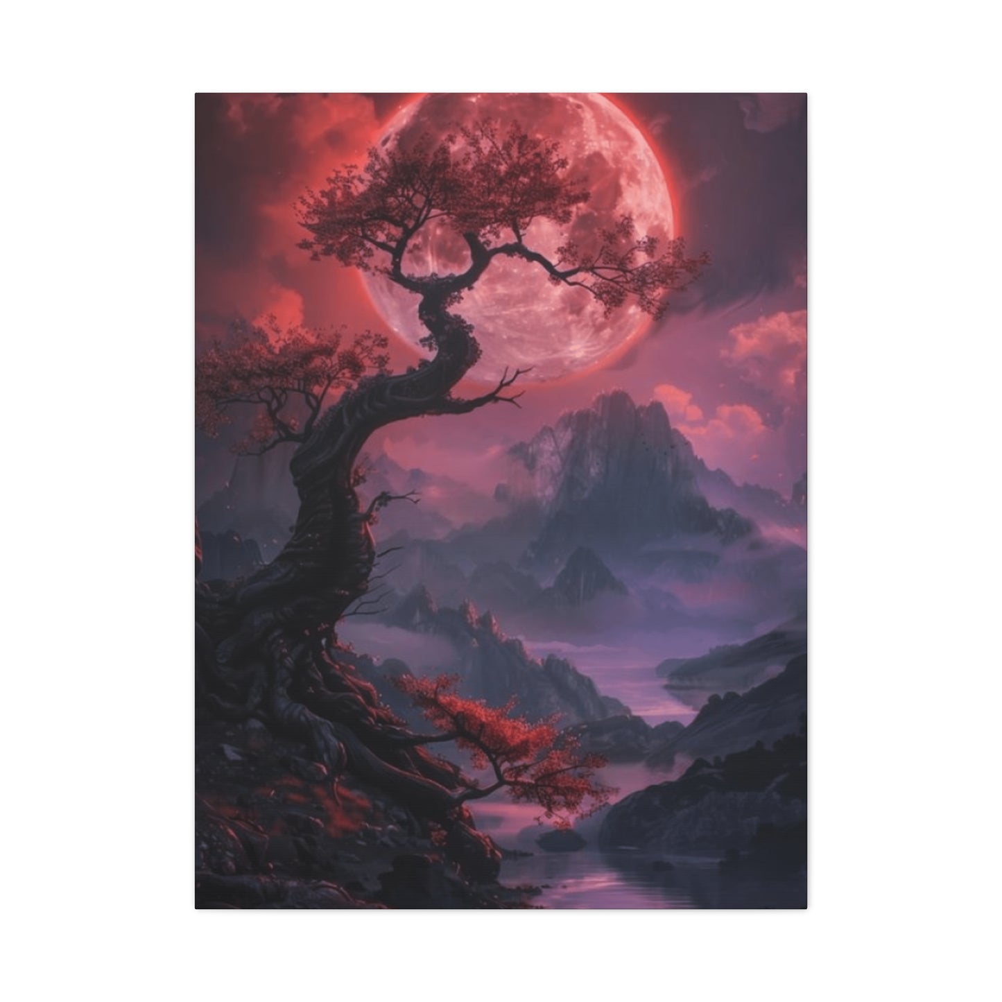Red Moon and Tree Wall Art & Canvas Prints