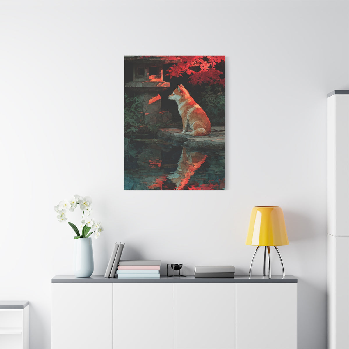 Shiba Inu Kyoto Garden Reflection Wall Art & Canvas Print