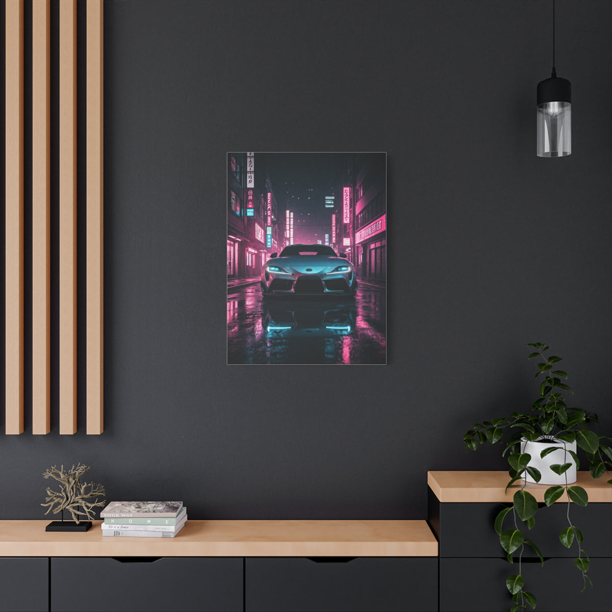 Toyota Supra Mk5 Cyberpunk Street Reflections Wall Art & Canvas Prints