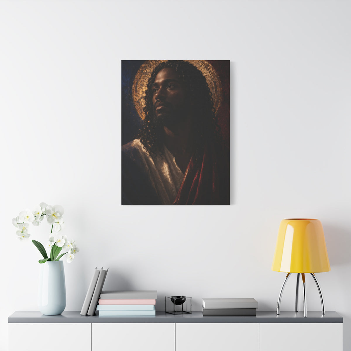 Christ with Golden Halo Contemporary Portrait Wall Art & Canvas Print