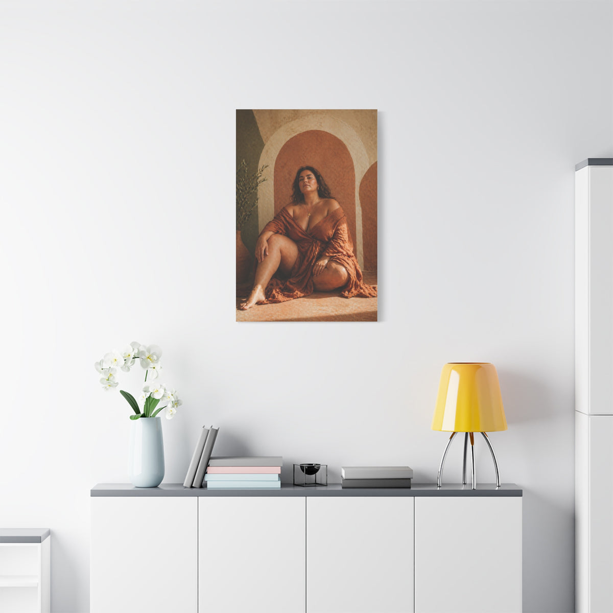Boho Body-Positive Seated Portrait Wall Art & Canvas Print