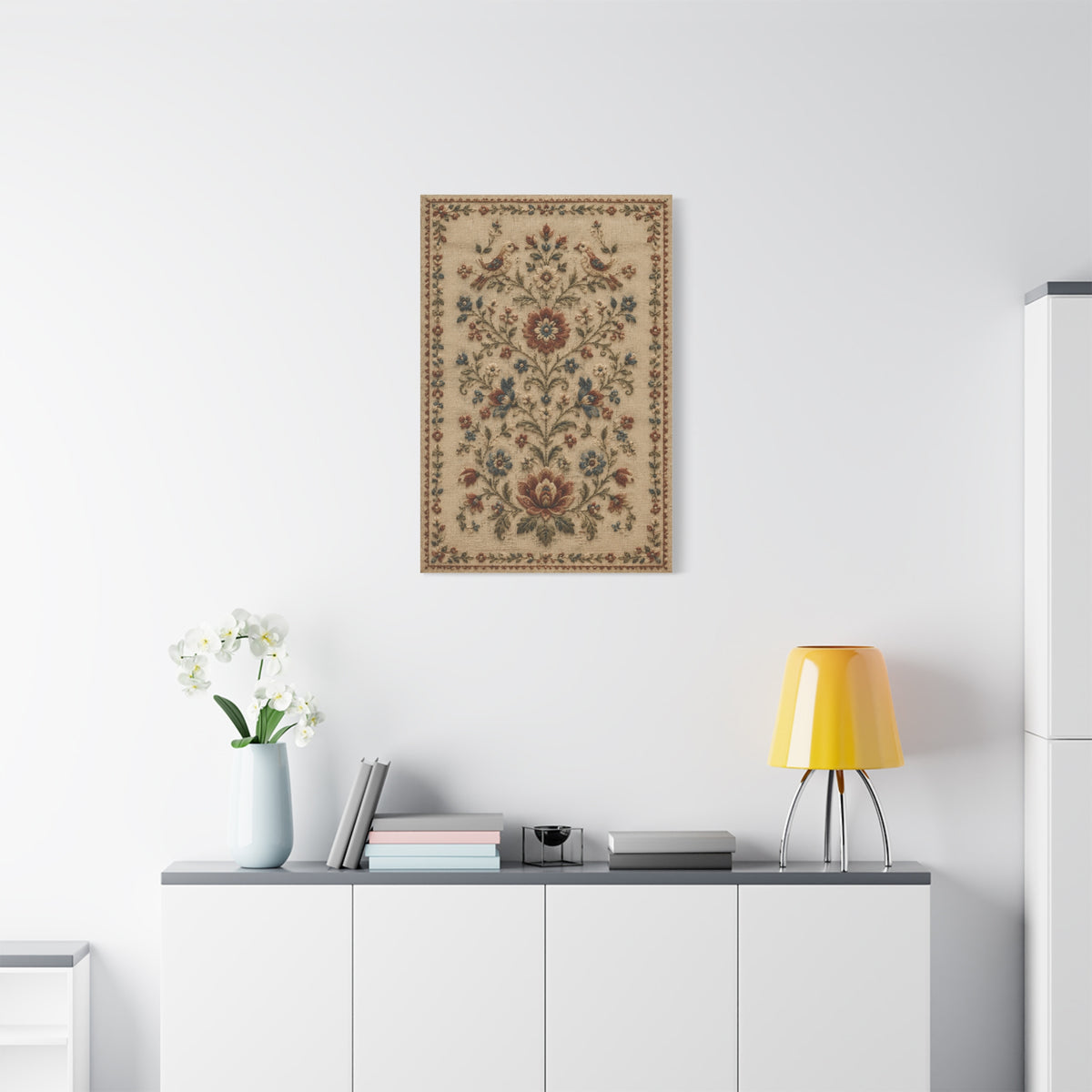 Antique Floral Embroidery Garden Panel Wall Art & Canvas Print